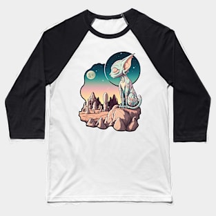 Sphynx Cat - Extraterrestrial Lovecraft Landscape Baseball T-Shirt